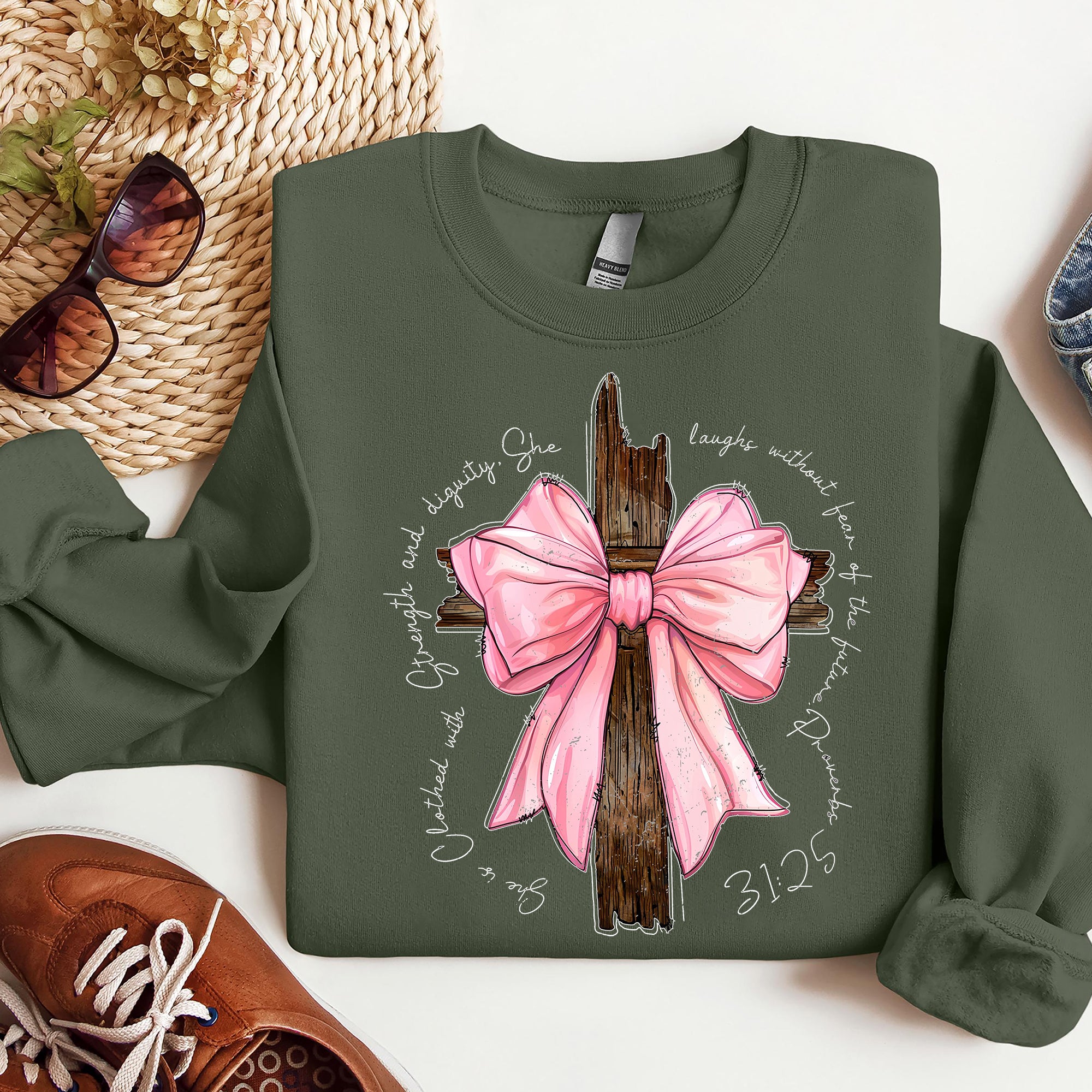 Jesus Coquette Bow Sweatshirt, Nativity Scene Sweatshirt, Baby Jesus Sweatshirt, Bible Verse Shirt. ILAF21